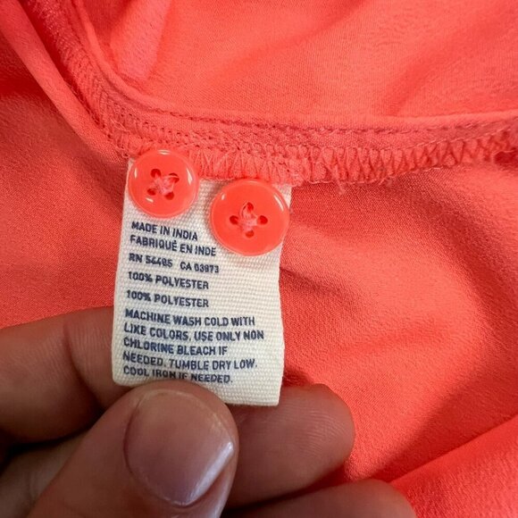 American Eagle Outfitters Somen's V-Neck Sheer Top Coral Size Small Long Sleeve - Picture 9 of 9
